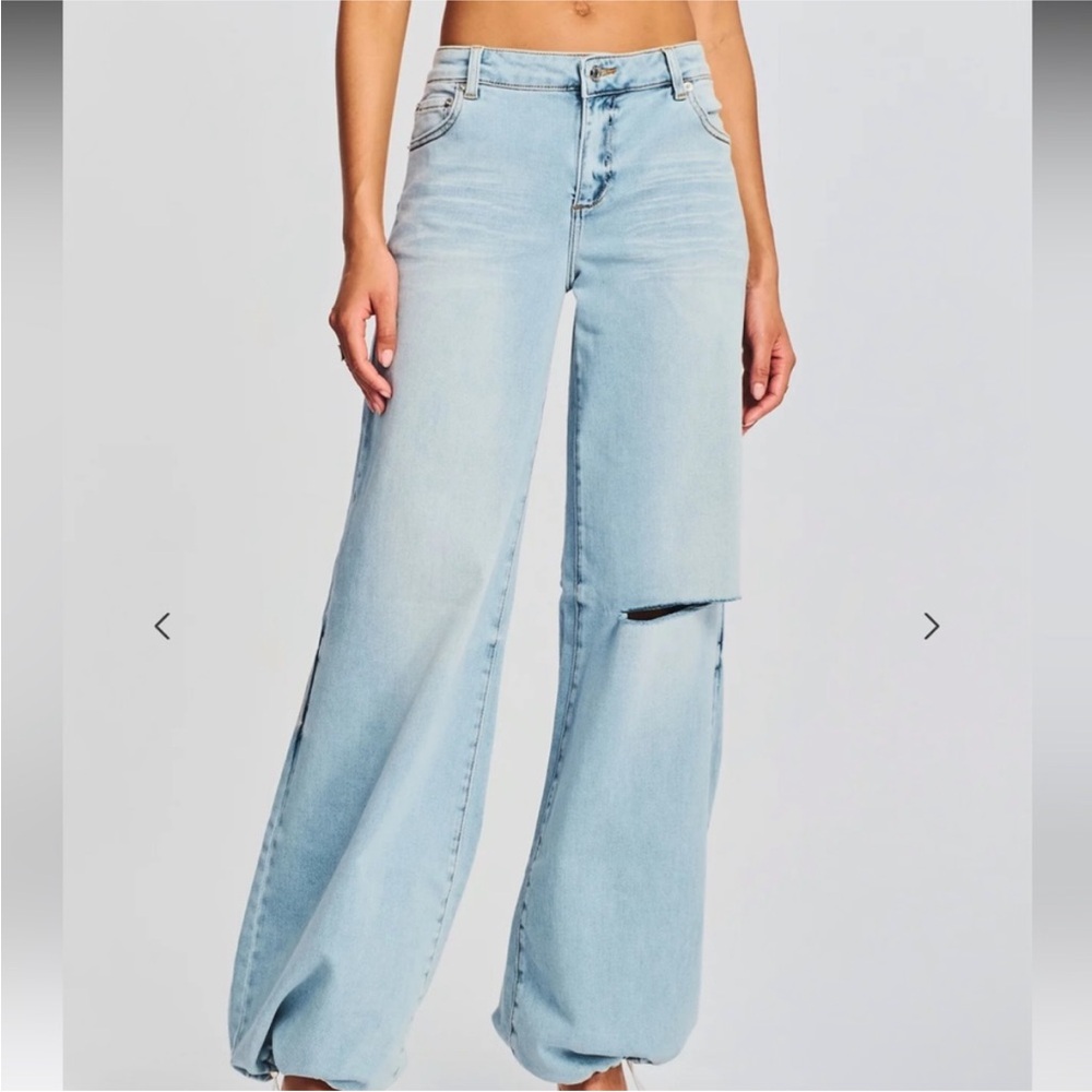 New! SER.O.YA Saint low rise baggy wide leg oversized blue jean 36032 - Picture 3 of 16